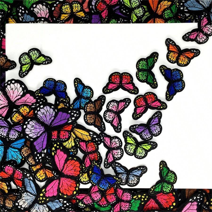 13/26/52/78pcs Butterfly Patches Random Iron On Embroidery Patches Applique For Clothing DIY Sewing Stickers Assorted Colors