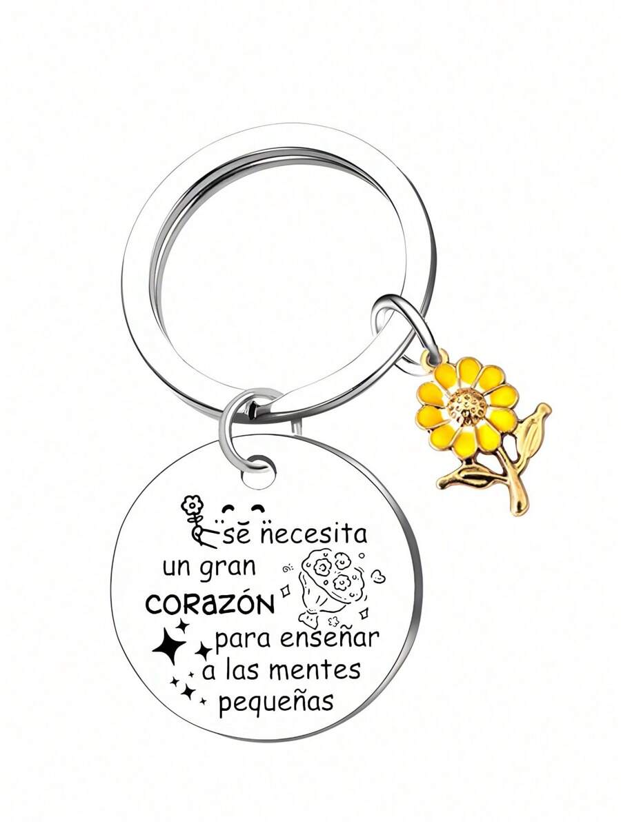 1 pieza Llavero de etiqueta de acero inoxidable como regalo del Día del Maestro, llavero para mochila/coche, regalo de graduación para accesorios de coche del maestro, dije para bolsa, mochila para la escuela