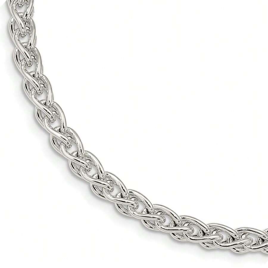 The Black Bow 5.75mm Sterling Silver Polished Hollow Spiga Chain Necklace, 18 Inch