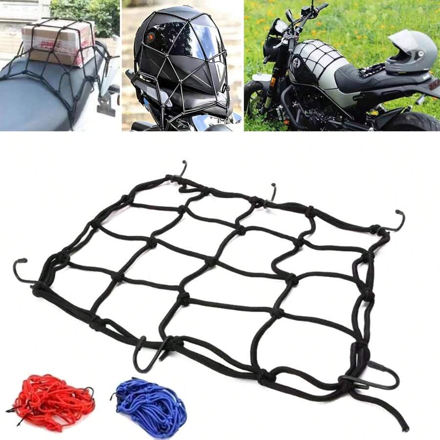 1pc Multifunctional Motorcycle Helmet Net Bag, Bicycle Luggage Binding Strap, Motorcycle Fuel Tank Net Cover, Tail Box Fixing Strap, Electric Bike Helmet Net Bag