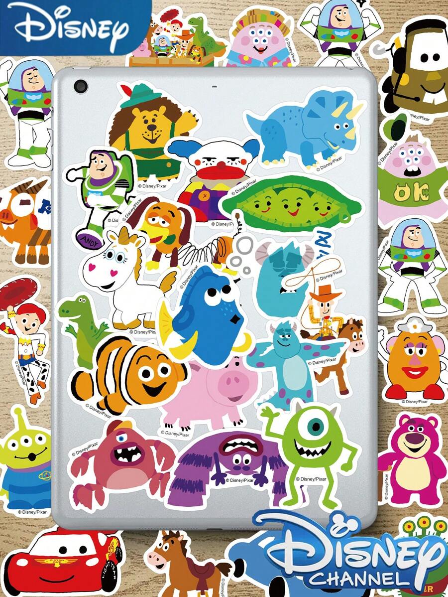 Disney 50Pcs Officially Licensed Pixar Animation Stickers Cartoon Stickers Waterproof PVC Decoration Gifts Laptop Water Bottles Computer Phone Guitar Skateboard DIY Decal Back To School