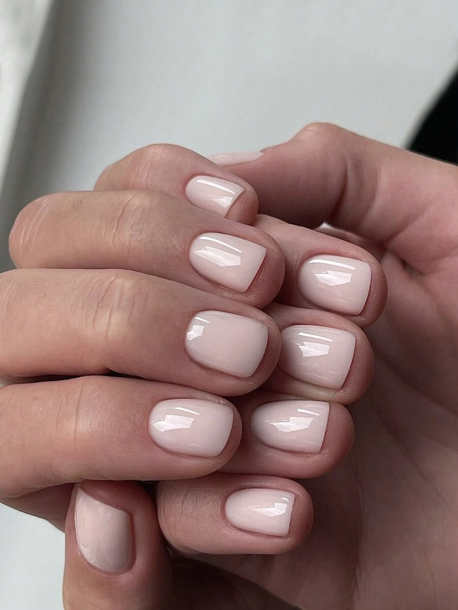 24pcs Short And Medium Square Natural Nude Minimalist Nude Press-On Nails&Fake Nail – Short, Glossy, And Timeless For A Polished, Effortless Elegant Look – Ideal For Women & Girls Daily Wear