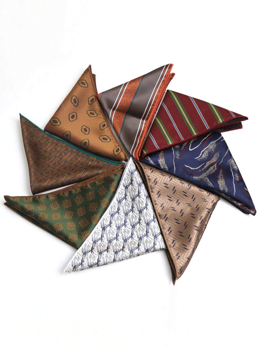 1pc Polyester Striped Pocket Square/Handkerchief, Seasonal