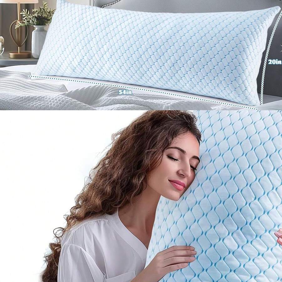 Body Pillow, Cooling Memory Foam Body Pillows For Adults Sleeping, Long Pillow For Bed, Big Large Firm Full Body Pillow For Side Sleeper, 20x54 Inch, White