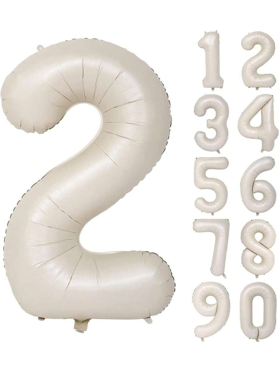 Balloon Number0-9,Large Self Inflating Foil Number Balloons 0-9, Pastel Digital 5 Helium Balloon For Girls And Boys Birthday Party Graduation Anniversary,Baby Shower(Beige)Baby Shower Family Decorations Gifts