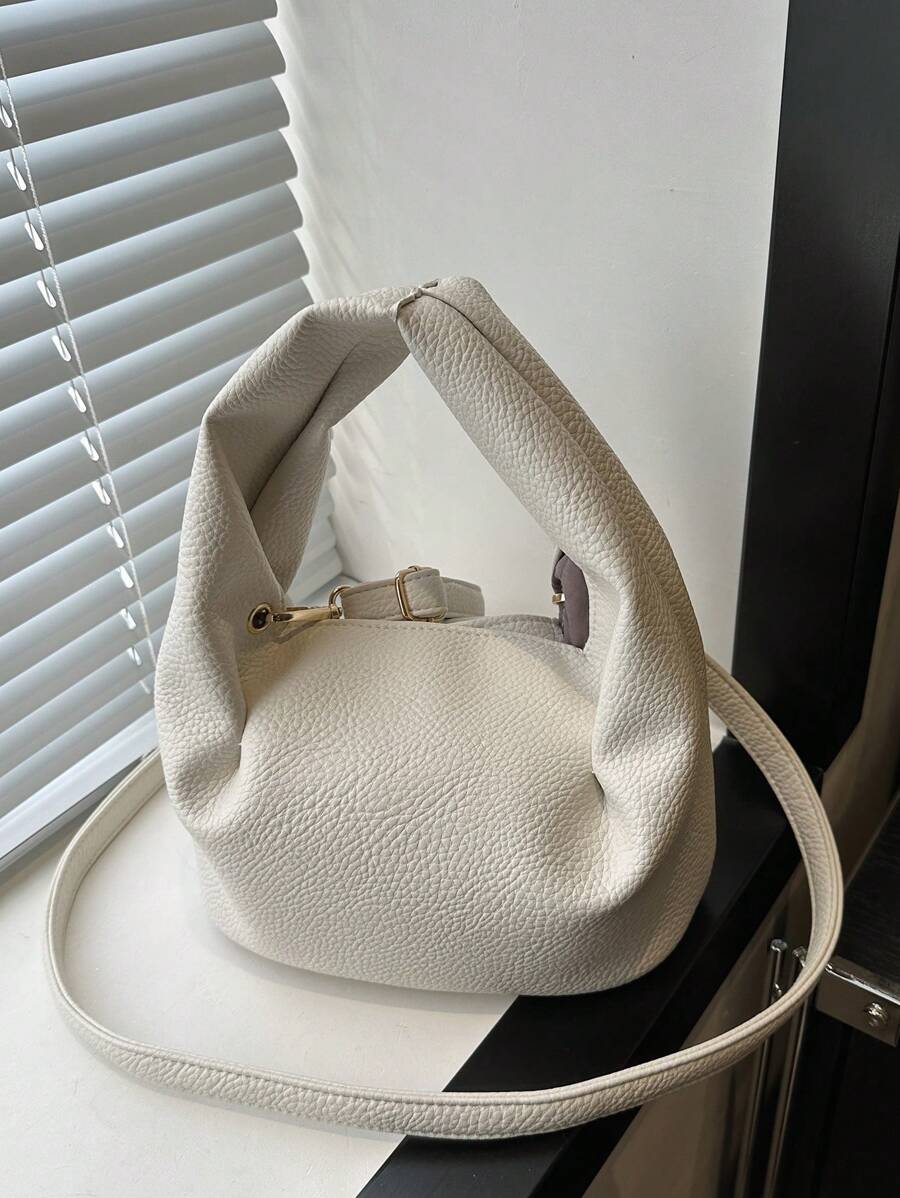 Bolso de mano de moda para mujer, bolso de tela con bloqueo de color elegante, plisado suave con correa para el hombro larga para usar como bandolera o al hombro, monedero pequeño de unicolor claro