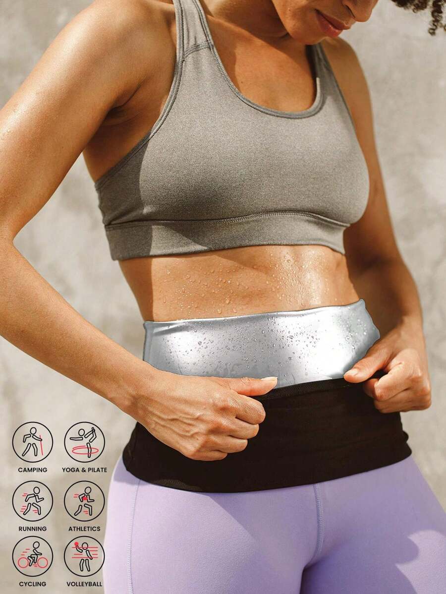 Ceinture de taille amincissante en sueur, pour femmes nouvelles pour le sport printemps/été 2025, ceinture de maintien de la taille pour la perte de poids, évacuation de la sueur, course, brûlage des graisses, yoga pour le contrôle abdominal, ceinture de taille amincissante en sueur, vêtements de façonnage et d'amincissement, ceinture de taille pour vêtements de beauté, création d'une silhouette parfaite (revêtement en PU) 1 pièce accessoire de gym