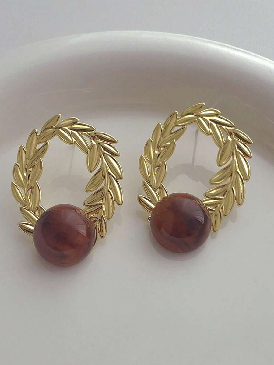 MESTILO 1 paire de boucles d'oreilles à tige en métal creux rétro en forme d'épis de blé, convenant pour un port quotidien pour les femmes