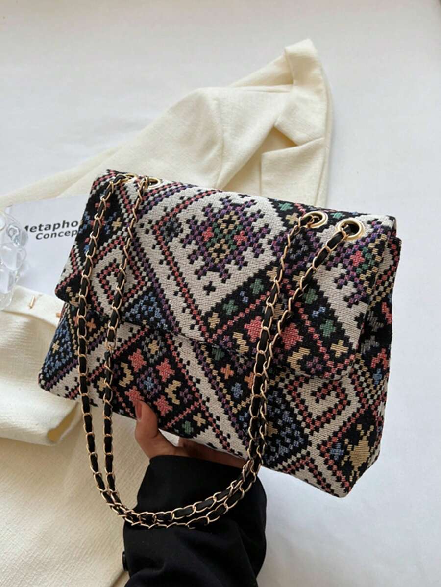 Fashionable,Minimalist,Casual,Geometric Pattern Square Bag Medium Flap For Girl, Teen Girls