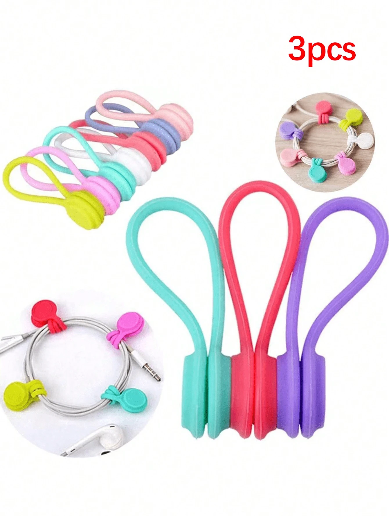 3pcs Magnetic Cable Organizer, Anti-Tangle Earphone & Charging Cable Holder