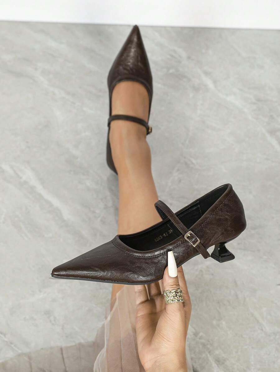 Women's Pointed Toe Low Heels Elegant Slip-On Sandals, Daily Wear