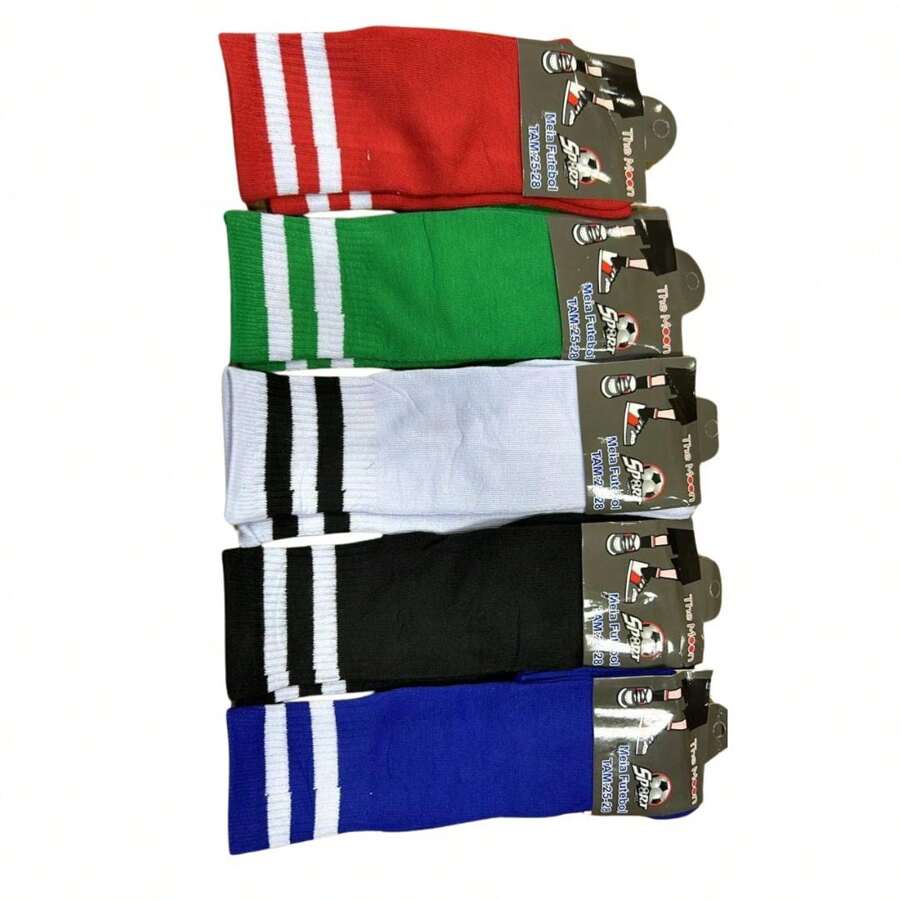 KIT C/ 5 PARES MEIÃO DE FUTEBOL LISTRADO 36 AO 42 CORES SORTIDAS