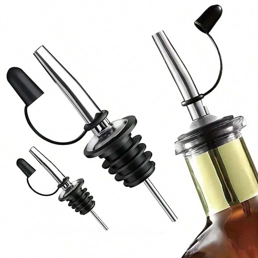 2pcs Automatic Flip Cap Oil Bottle Pourer, Gold Coated Gravity Controlled Spout For Kitchen, Party And Events - For Olive Oil, Vinegar Dispensing