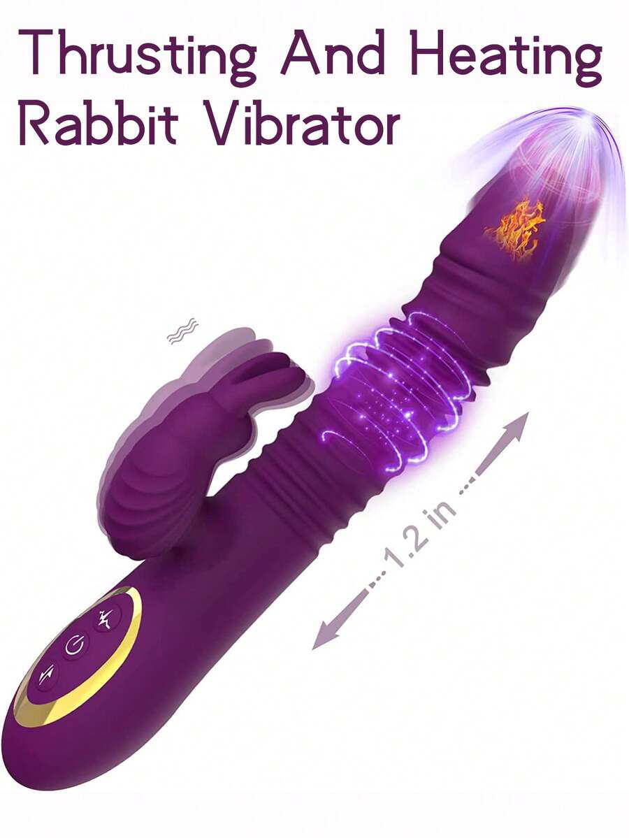 Juguete sexual para adultos estimulador del punto G y del clítoris para mujeres, vibrador de conejo con movimiento de penetración, dildo vibrador con estiramiento para el punto G, vibrador de conejo estimulador del clítoris, masajeador vaginal y anal con 10 modos de frecuencia y 10 modos de penetración con calefacción para la masturbación de mujeres, vibrador a prueba de agua con forma de rosa para parejas, vibrador de conejo simulado sexy multifrec uencia con carga para masaje AV y masturbación, juguete sexual para adultos