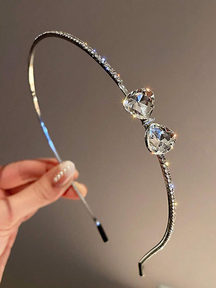 1pc Elegant Rhinestone Bow Headband, Simple Hairband Accessory , Hairband, Hair Hoop Headbands