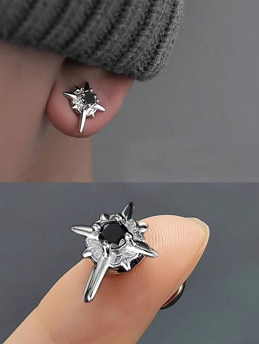 1 paire de boucles d'oreilles magnétiques d'étoile pour homme, boucles d'oreilles de style hip-hop