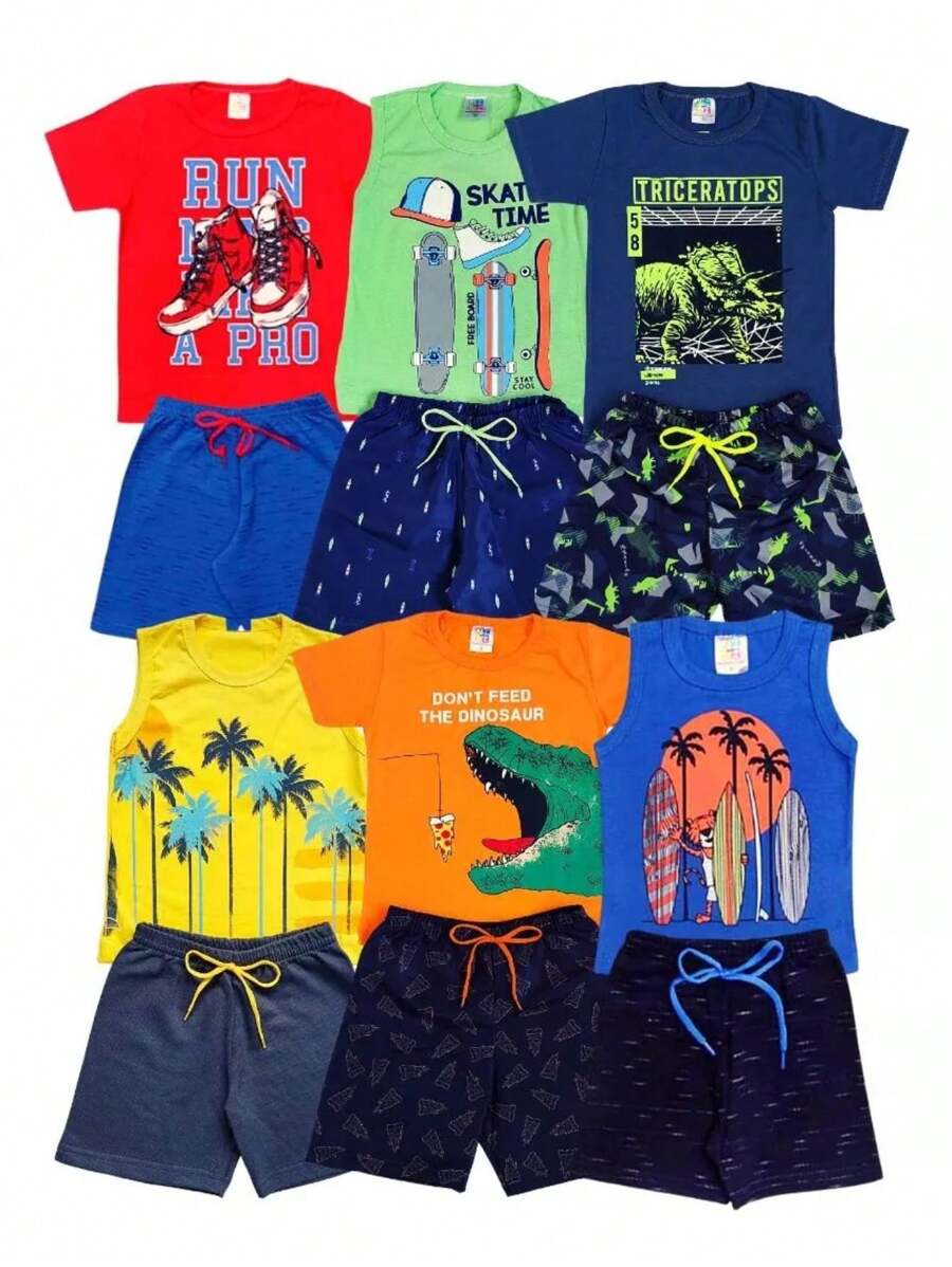 KIT LOTE 10 PEÇAS DE ROUPA INFANTIL MASCULINO SORTIDO ATACADO REVENDA = 5 CONJUNTOS