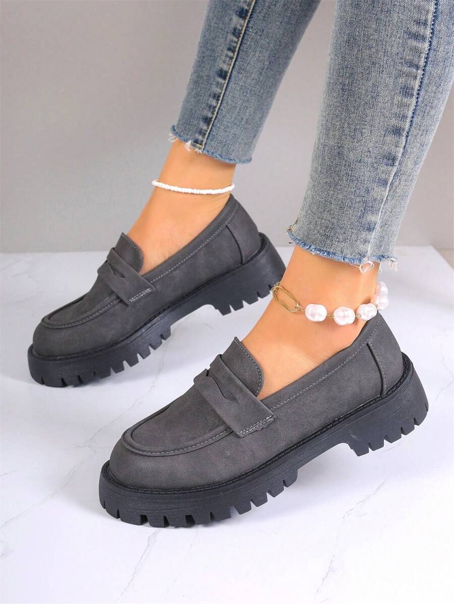 Women's Platform Mary Jane Flats, Retro Round Toe Slip-On Comfort Casual Loafers, Versatile Work Shoes