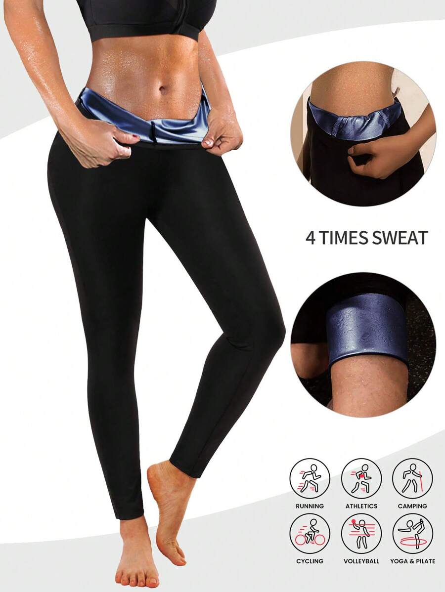2025 Summer New Women's Solid Color Sauna Sports Pants, High Waist Hip Control Sexy Fitness Leggings, Waist Training Slim Workout Long Pants, One Piece, Butt Lifting Sauna Shaping Capri Pants, Women's Slimming Workout Leggings, Tummy Control Yoga Tight Pants To Create A Perfect Figure Gym Accessories