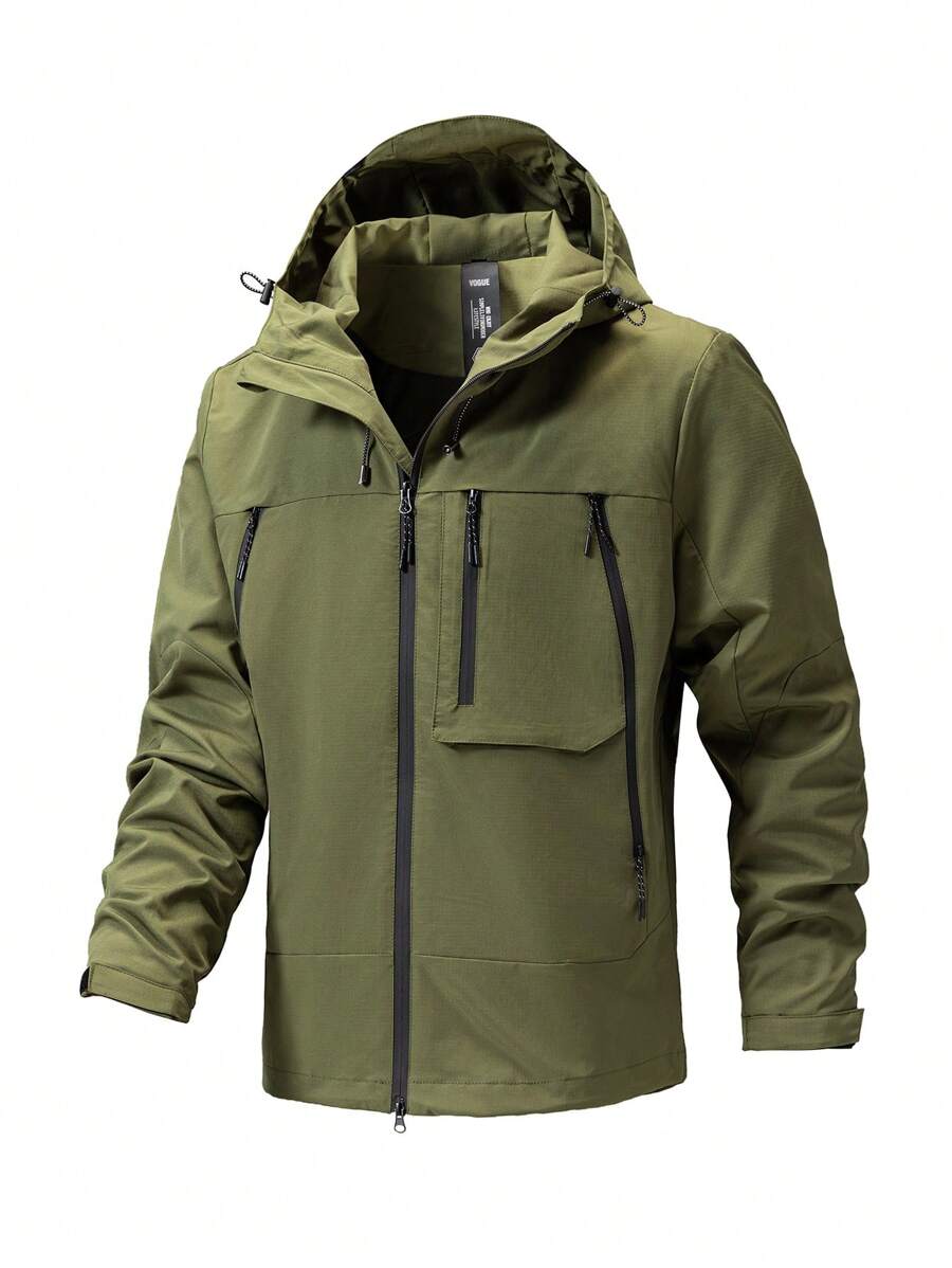 Plus Size Men's Casual Loose Fit Hooded Jacket, New Autumn Fashion Youth Windbreaker