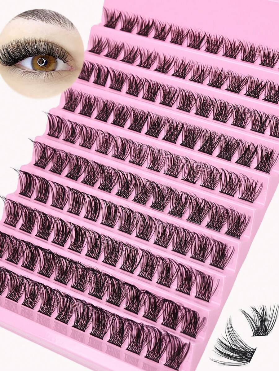 Wimperclusters 120 stuks Clusterwimpers 8-16mm Wispy Individuele wimpers Extensions Natuurlijke look Wimpers D-krul Fluffy Clusterwimpers DIY Wimperverlenging