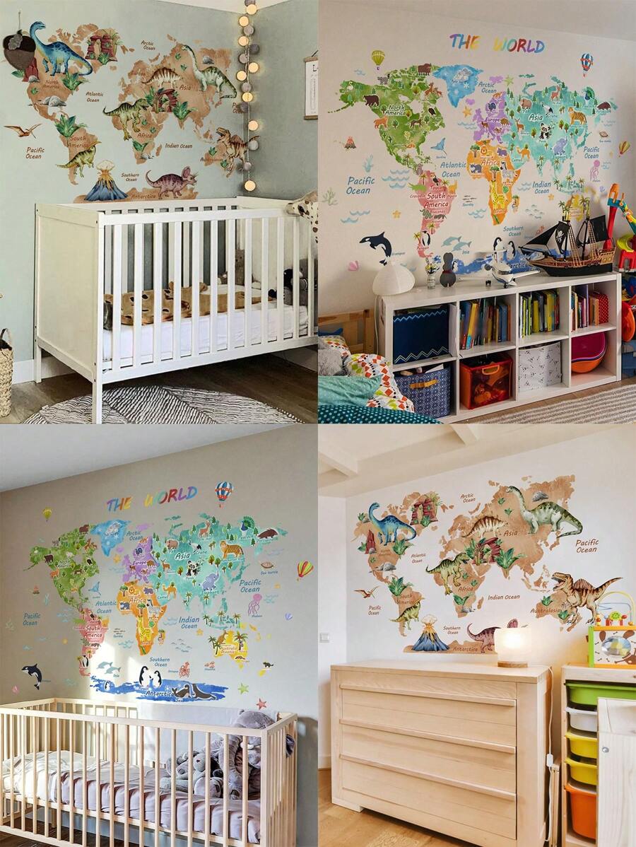 1 set Pegatinas de pared con diseño de volcán, animales y dinosaurios del bosque para decoración de sala de estar, dormitorio, estudio. Decoraciones de primavera, artículos decorativos festivos, regalos de cumpleaños y graduación para renovar su hogar