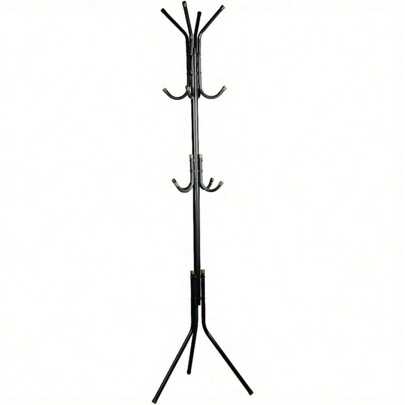 Clothes Stand 12 Hooks Coat Rack Stand 175cm For Jacket Rack Umbrella Clothes Holder, Floor Standing Rack Clothes Hanger Hooks Black Room Decor Home Decor Fall Decor Bedroom Decor