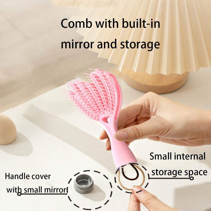1 pièce Peigne à cheveux creux, peigne de coiffure portable pour volumiser les racines des cheveux, utilisation double pour cheveux secs et mouillés, massage du cuir chevelu, conception de tirelire avec rangement dissimulé