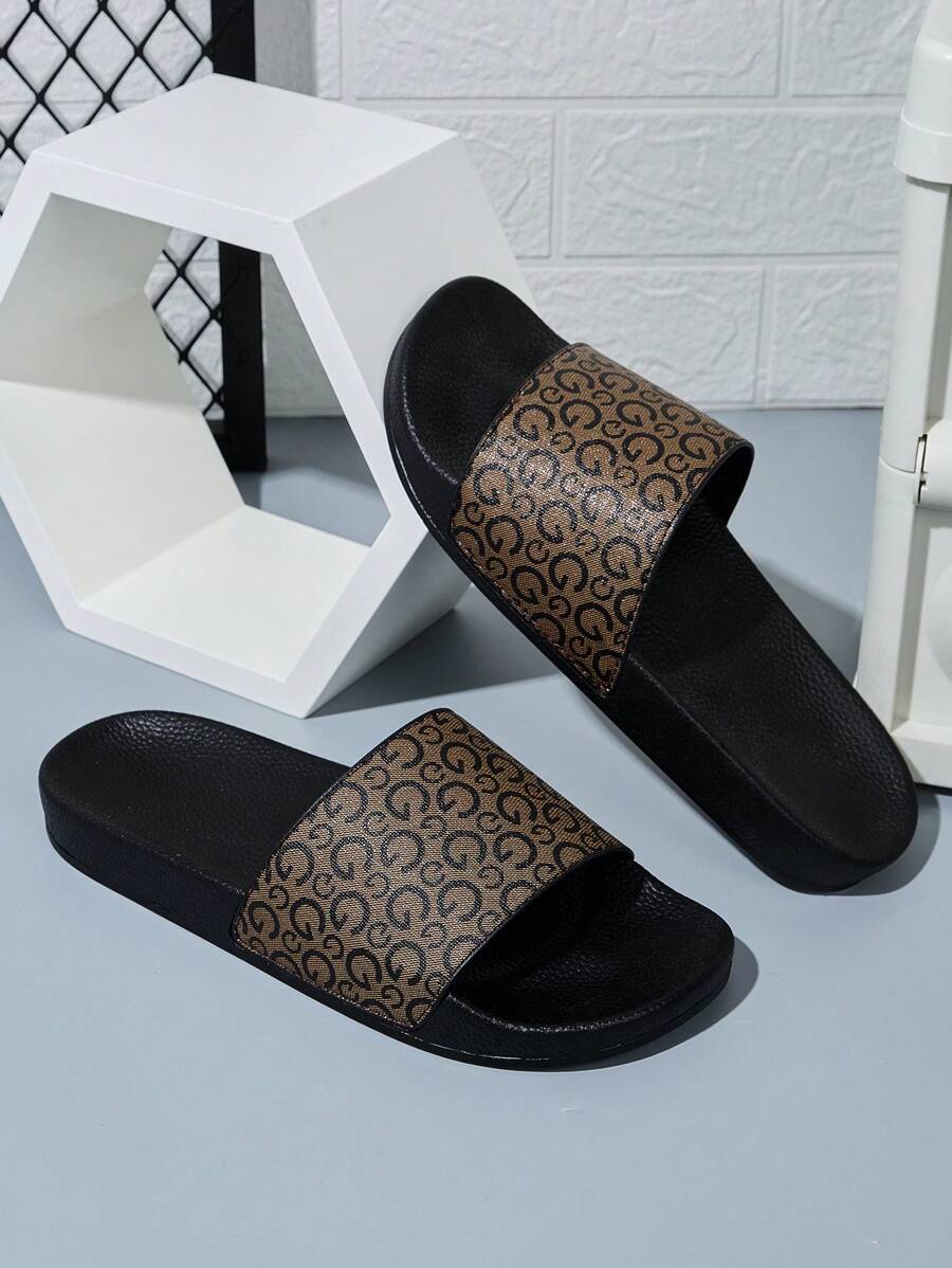Men's Fashionable Retro Open Toe Breathable Slippers, Comfortable Anti-Slip Durable Rubber Sole Slides, Bathroom Sandals, Outdoor All-Match Sandals