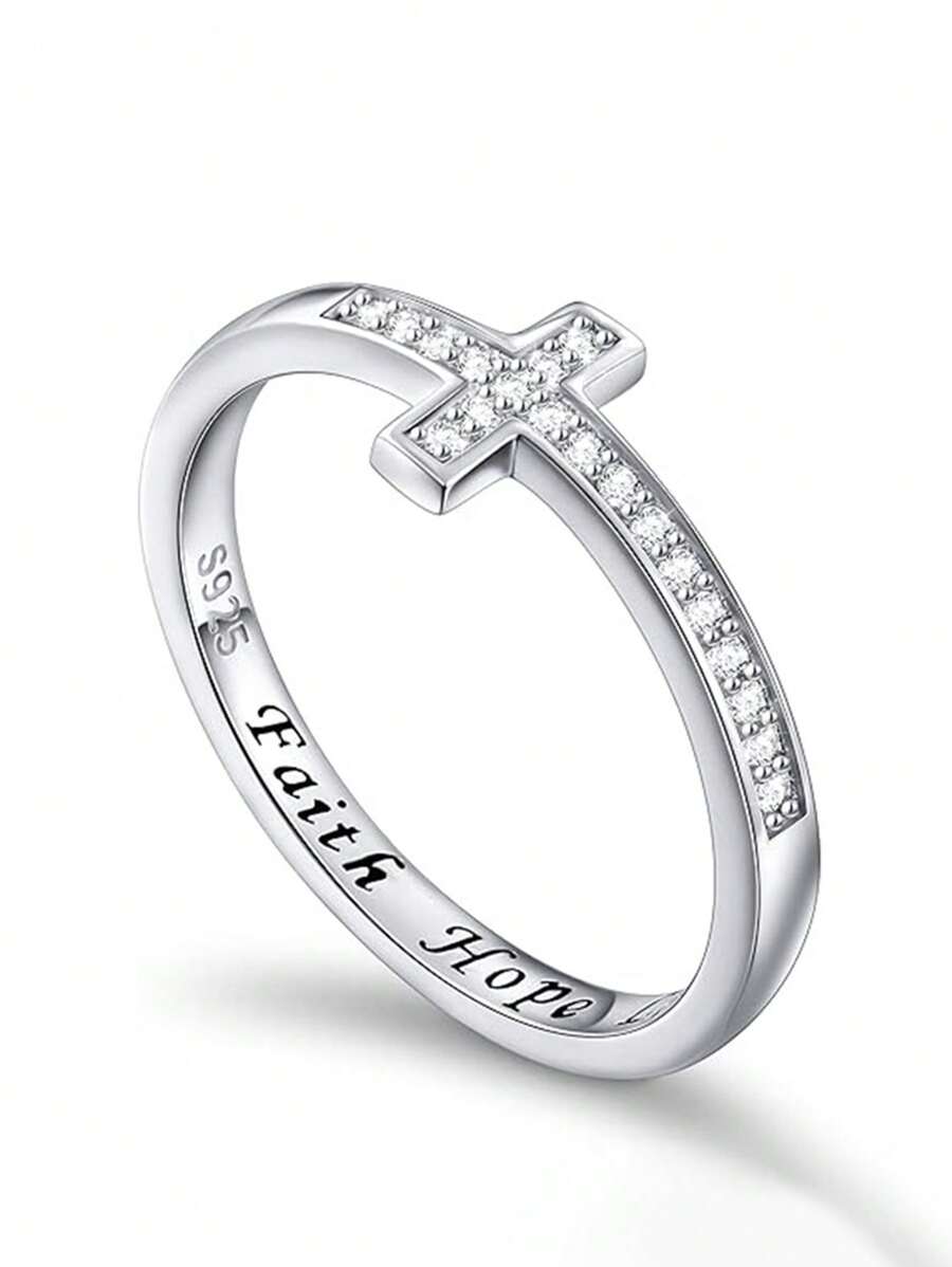 1 pièce Bague en argent sterling 925 classique avec zircone cubique, bijou de mariage pour femmes, bijoux de qualité