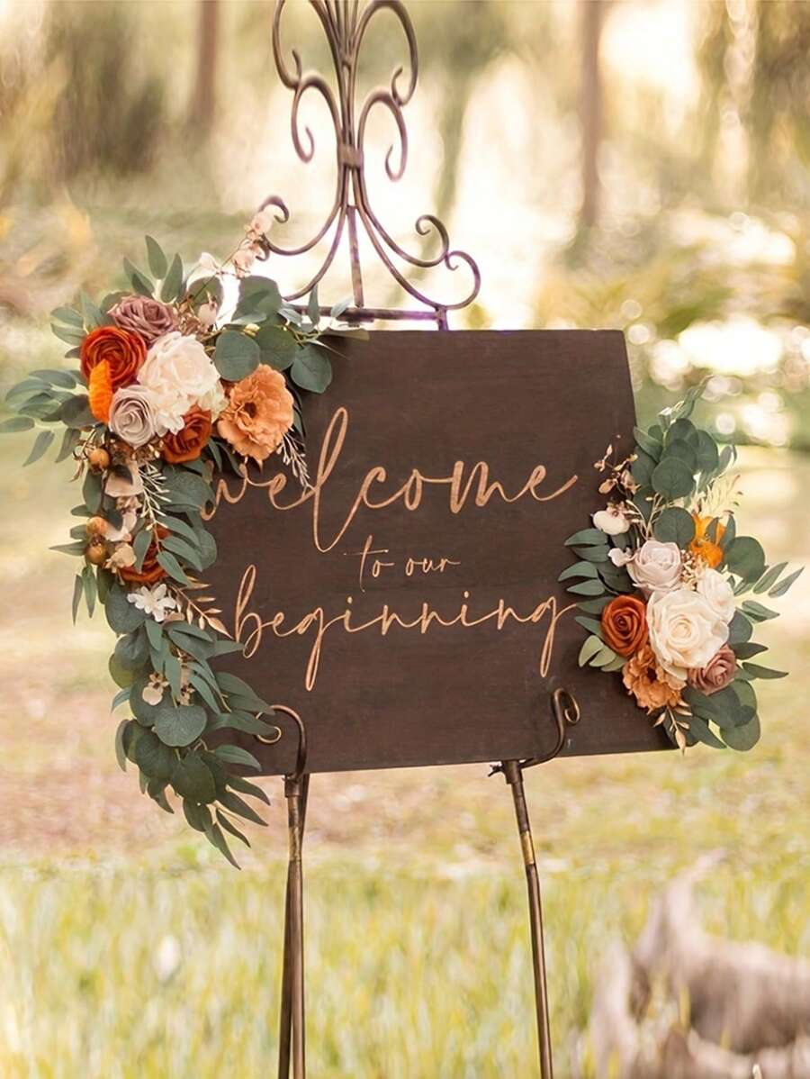 2 Packs Deluxe Artificial Rose Garland Decoration Kits With Ties & Clips- Plastic Rose Flowers For Wedding Arch & Welcome Sign Decor - Perfect For Thanksgiving Events, Valentine Day, Gift Gifts Birthday Graduation