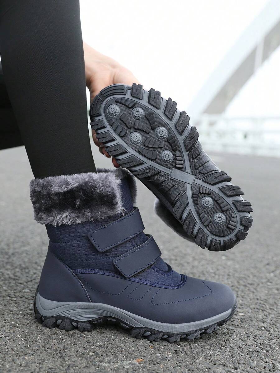 Women's High-Top Warm Fleece Snow Boots, Anti-Slip Design, Easy On/Off, Thick Insulation Layer, Suitable For Snowy And Icy Environments