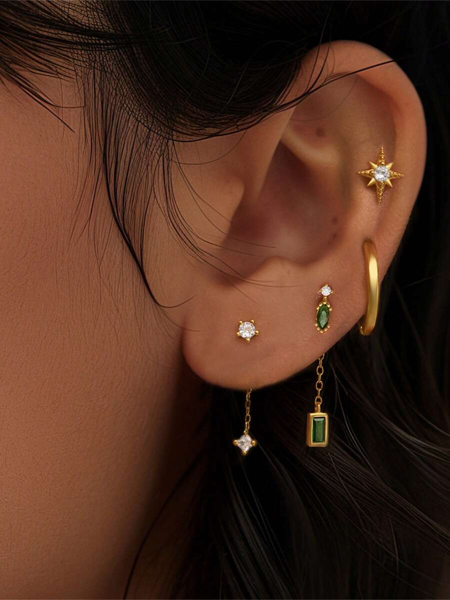 3 piezas Pendientes con borla de circonita de plata de ley 925 para mujer, pendientes clásicos colgantes, adecuados como regalo para mamá, joyería nupcial, joyería fina