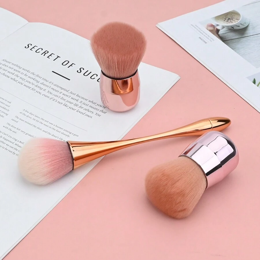 Set de 3 piezas de brochas de maquillaje, Set de brochas multifuncionales para polvos de uñas y maquillaje, fibra artificial suave