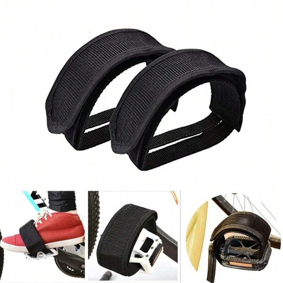 2pcs Nylon Summer Cycling Pedal Straps With Toe Clips, Adjustable Anti-Slip Bike Foot Straps For Fixed Gear, Pedal Bike Toe Straps Bicycle Accessories