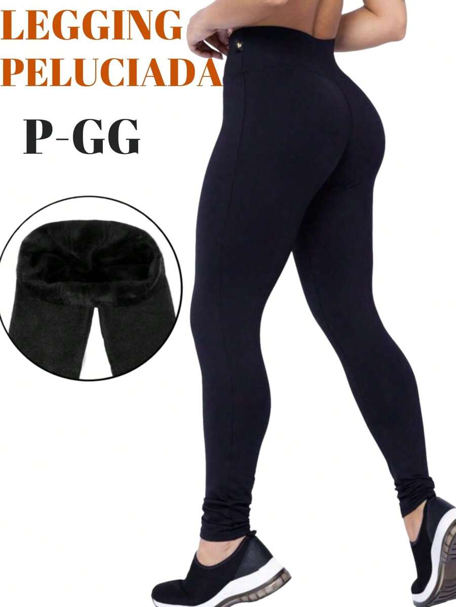 CALÇA LEGGING PELUCIADA BASICA PRETA , LEGGING FLANELADA FEMININA CINTURA ALTA IDEAL PARA PILATES ACADEMIA GINASTIA esportiva