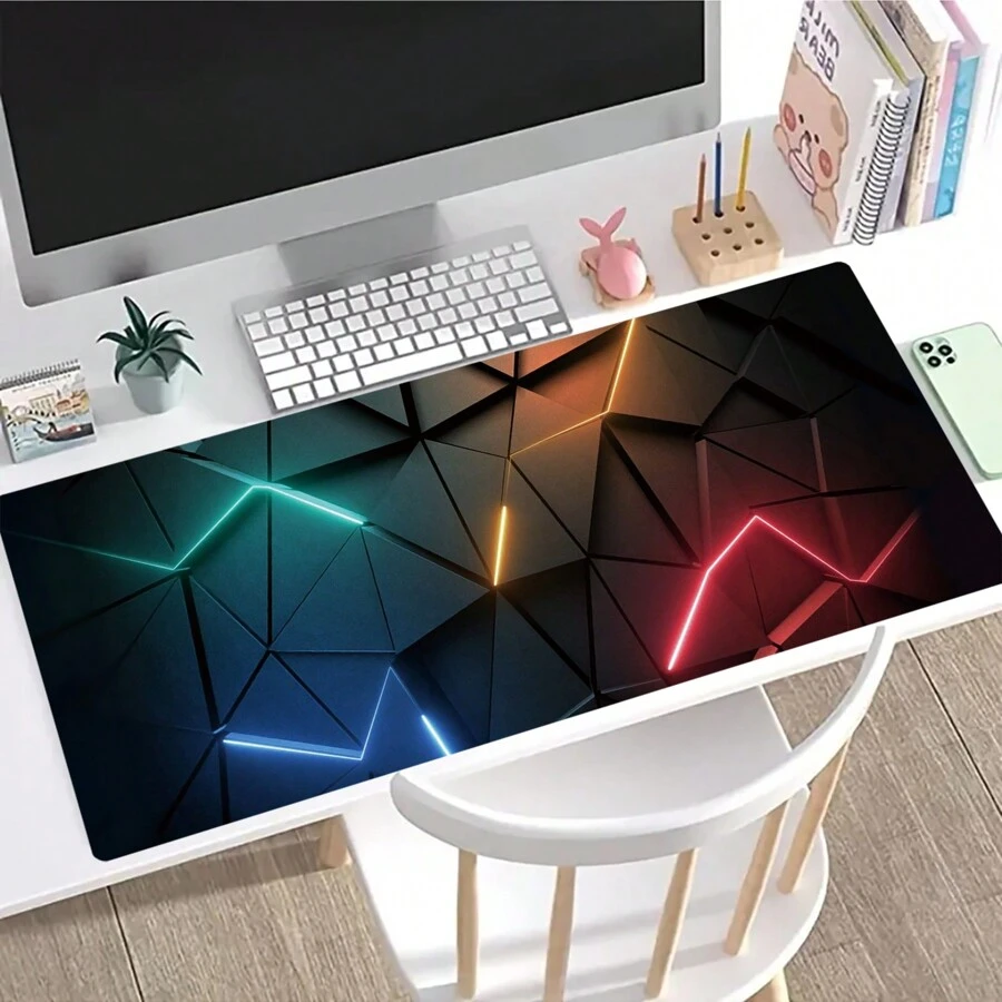 FoBianJie Cool Geometric Stripes Keyboard Mouse Pad Desk Mat, 3D Gaming Mouse Pad For Living Room And Bedroom, Home Decor For Gamers, Gift Mouse Pad With Non-Slip Rubber Base Back To School