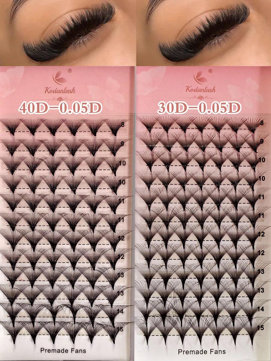 8-15mm Premade Fans Eyelash Extensions 8-15mm Mixed Length Promade Lash Fans D Curl Premade Fans Pointed Thin Base Handmade Volume Premade Lash Extensions Fans(30D/40D,0.05-D-8-15MM)