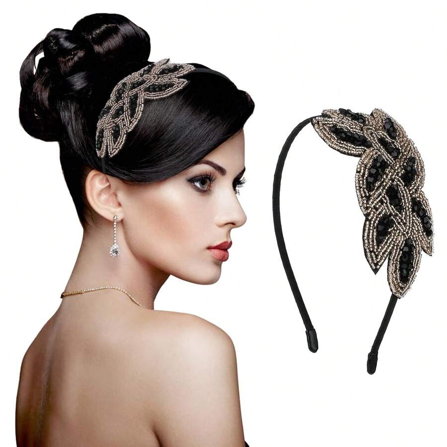 1 Stück Kristall handgemachter Perlen Kopfschmuck für Bankette, Maskeraden, Haarband, Haarreifen, Haarzubehör