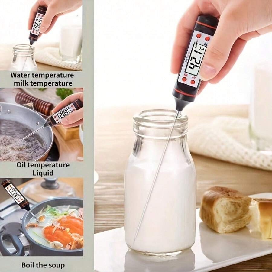 1 pieza Termómetro digital TP-101 para carne para cocinar alimentos, cocina, barbacoa, sonda, mantequilla, leche, líquido, medición de temperatura del horno, para grandes cocinas de restaurantes, sensor de temperatura digital, indicador (batería incluida)