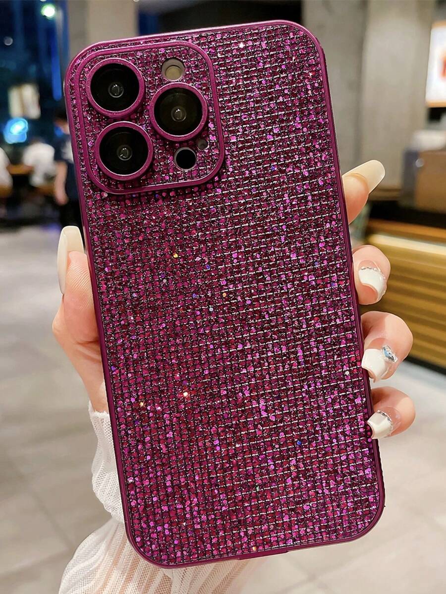 1pc Luxury Sparkling Sequined Rhinestone Decorated Phone Case With Lens Film, Compatible With IPhone 15/14/13/12/11/15 Pro Max/14 Pro Max/13 Pro Max/12 Pro Max/11 Pro Max/15 Pro/14 Pro/13 Pro/12 Pro/14 Plus