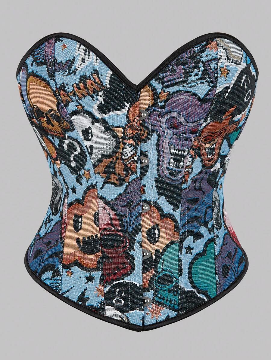 Women's Retro Boned Bustier Crop Top Sexy Wear, Corset Style Tight Fitted Blouse, Halloween Costume