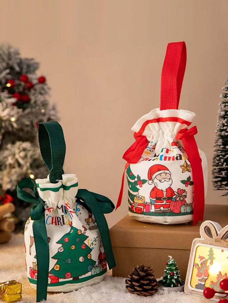1 pieza Bolsa de regalo de caramelo navideño, bolsa de lona, bolsa de embalaje de regalos navideños, bolsa de regalo de Nochebuena, decoraciones navideñas, decoración navideña, regalos navideños, papel de regalo navideño, suministros para fiestas navideñas, bolsas de regalo navideñas, bolsas navideñas, pegatinas navideñas