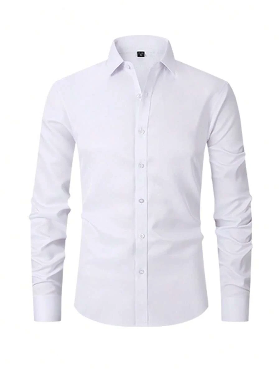 1pc Men's Solid Color Casual Business Shirt - As A Gift