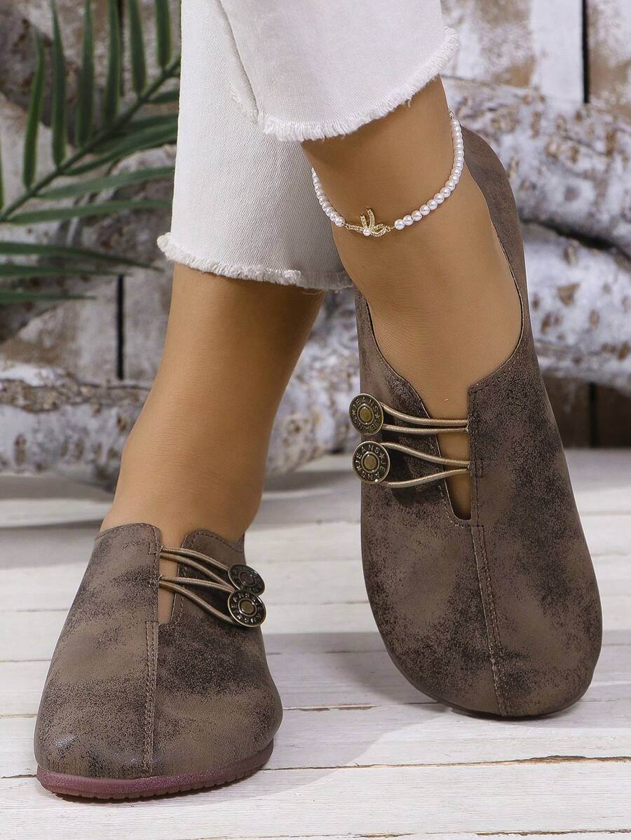 New Arrival Autumn Women Flat Shoes, Vintage Soft Bottom Low Heel Shoes, Comfortable Flat Ladies Casual Shoes
