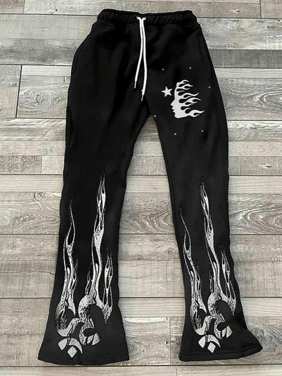 Men's Loose Casual Graffiti Side Print Fashion Sweatpants