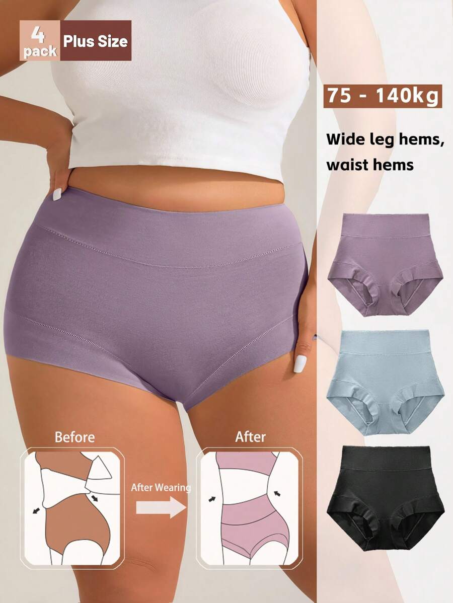 3 pièces, Culottes pour femmes de grande taille, confortables et respirantes, culottes taille haute moyenne à enveloppement complet, hypoallergéniques, plus grandes pour des morphologies plus généreuses, modèles classiques de culottes triangulaires à double couche, assortiment de culottes grande taille