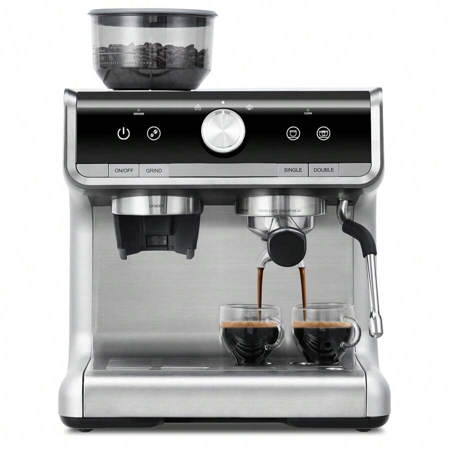 Espresso Machines With Milk Frother Steam Wand,Espresso Maker With Grinder,Barista Latte Machine With Removable Water Tank For Cappuccinos Or Macchiatos,Gift For Women Men