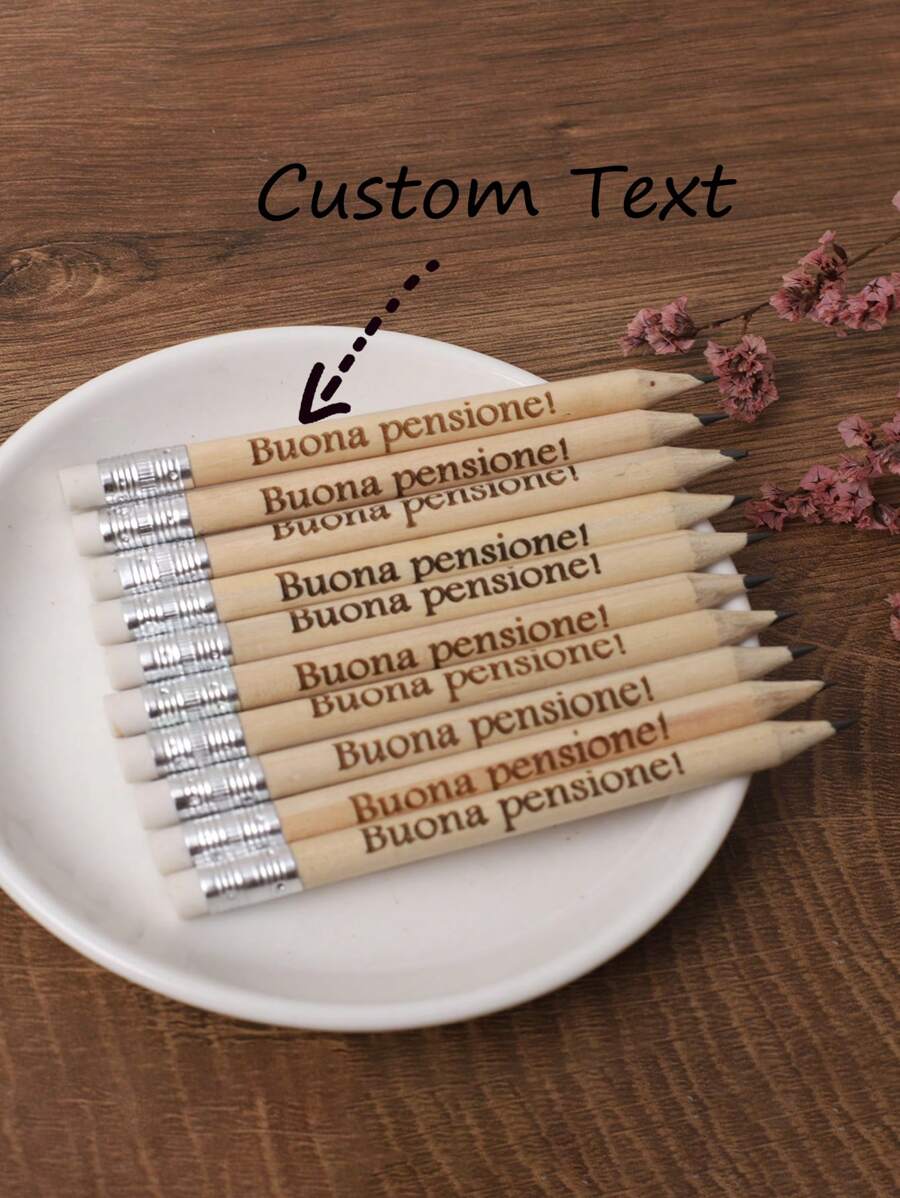 Crayons personnalisés, set de crayons personnalisés pour papeterie de mariage, faveurs de mariage rustique pour les invités en gros, set de crayons gravés uniques pour la rentrée scolaire