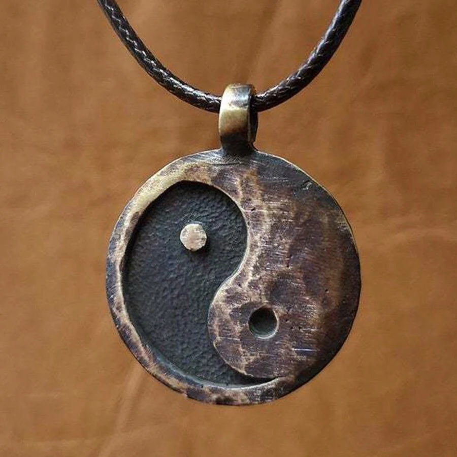 1 pieza Collar colgante de Yin Yang retro, adecuado para mujeres y hombres, regalo de joyería para fiesta, collar chino de Taiji